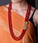 Red Gold Tone Kundan Inspired Necklace
