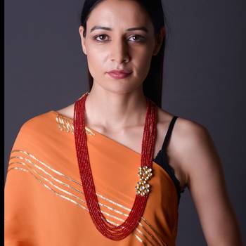 Red Gold Tone Kundan Inspired Necklace 2