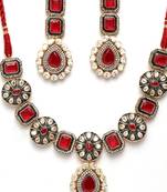 Red cubic zirconia necklace-sets