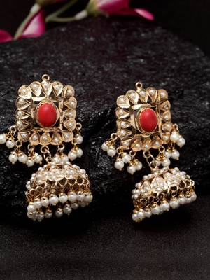 Gold pearls jhumkas 1