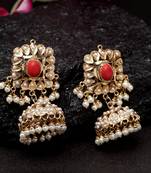 Gold pearls jhumkas