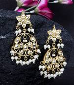 Gold kundan danglers-drops