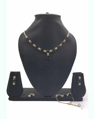 Black American  Diamonds Necklace  Sets 2