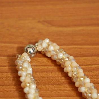 Beige Swarovski Crystal Necklaces 3