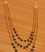 Black Crystal & Gold Bead Necklace