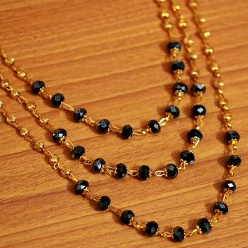 Black Crystal & Gold Bead Necklace 2
