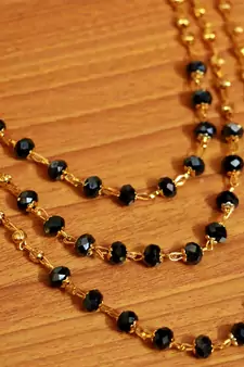 Black Crystal & Gold Bead Necklace