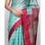 Blue and Magenta Tissue Linen Saree with Blouse
