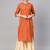 Women Orange A-Line Rayon Mirror Embroidery Mandarin Collar Long Kurta