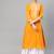 Women Yellow Straight Rayon Printed Round Neck Long Kurta