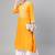 Women Yellow Straight Rayon Printed Round Neck Long Kurta