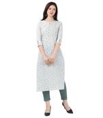 White printed cotton kurtas-and-kurtis