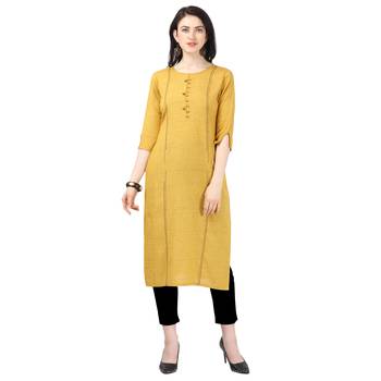 Mustard plain rayon kurtas-and-kurtis 1