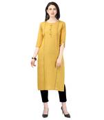 Mustard plain rayon kurtas-and-kurtis