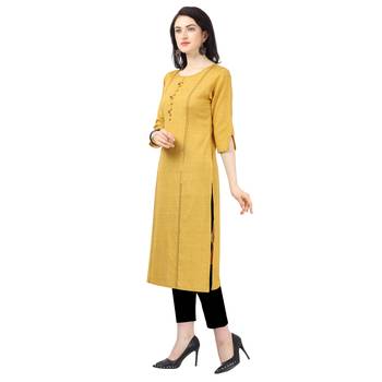 Mustard plain rayon kurtas-and-kurtis 2