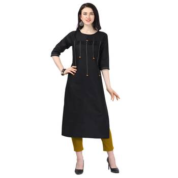 Black plain cotton kurtas-and-kurtis 1