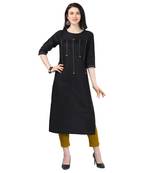 Black plain cotton kurtas-and-kurtis