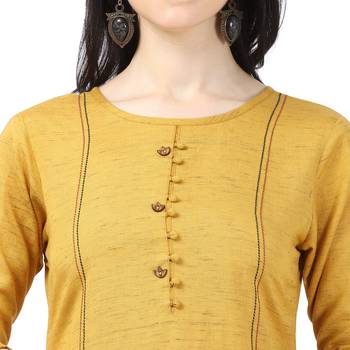 Mustard plain rayon kurtas-and-kurtis 4