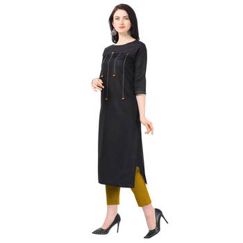 Black plain cotton kurtas-and-kurtis 2