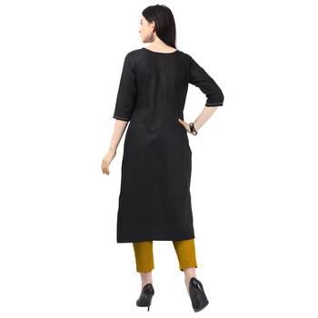 Black plain cotton kurtas-and-kurtis 3