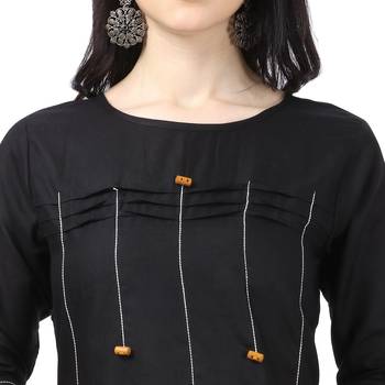 Black plain cotton kurtas-and-kurtis 4