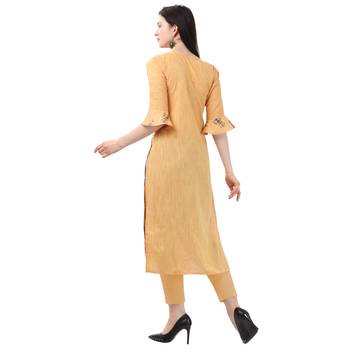 Orange printed cotton kurtas-and-kurtis 3