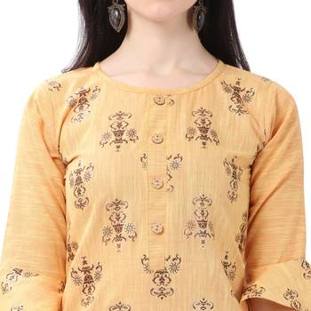 Orange printed cotton kurtas-and-kurtis 4