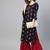 Women Black Straight Rayon Slub Mirror Embroidery Round Neck Long Kurta
