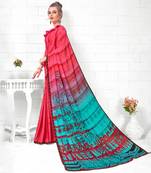 Pink Printed Georgette saree with blouse