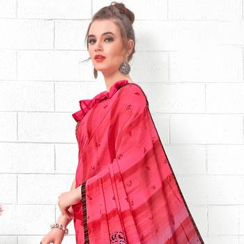 Pink Printed Georgette saree with blouse 2