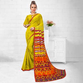 Green  Printed Georgette saree with blouse 1