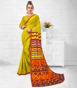 Green  Printed Georgette saree with blouse