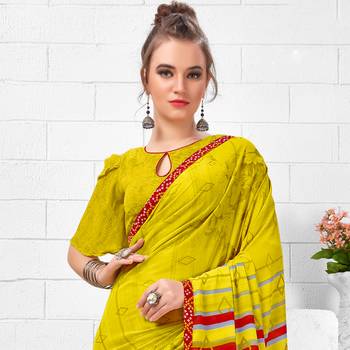Green  Printed Georgette saree with blouse 2