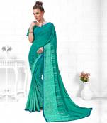 Green  Printed Georgette saree with blouse