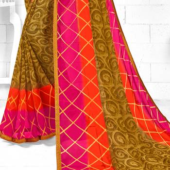 Green  Printed Georgette saree with blouse 3