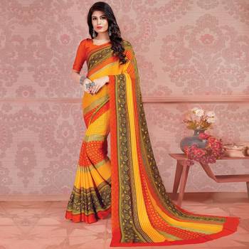 multicolor Printed Georgette saree with blouse 1