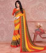 multicolor Printed Georgette saree with blouse
