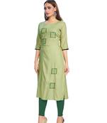 Olive embroidered rayon embroidered-kurtis
