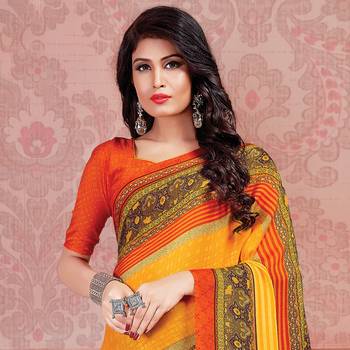 multicolor Printed Georgette saree with blouse 2