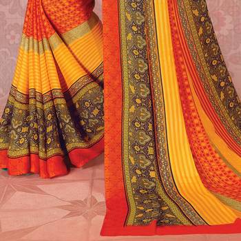 multicolor Printed Georgette saree with blouse 3