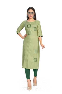 Olive embroidered rayon embroidered-kurtis 3