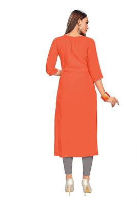 Orange embroidered rayon embroidered-kurtis 2