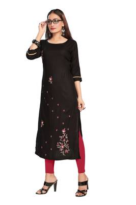 Black embroidered rayon embroidered-kurtis 1