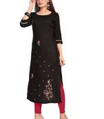 Black embroidered rayon embroidered-kurtis