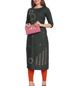 Grey embroidered rayon embroidered-kurtis