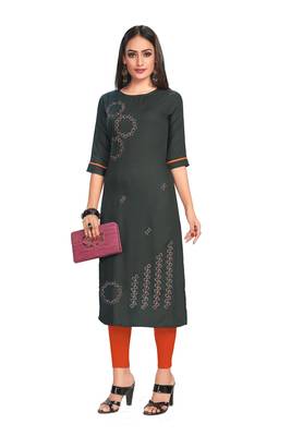 Grey embroidered rayon embroidered-kurtis 3