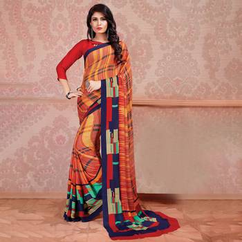 multicolor Printed Georgette saree with blouse 1