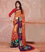 multicolor Printed Georgette saree with blouse