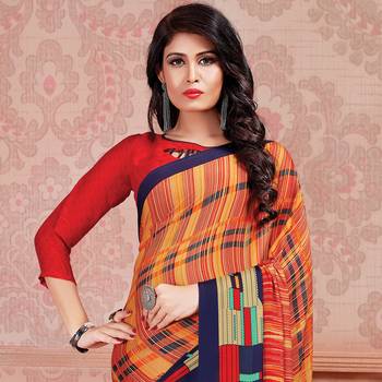 multicolor Printed Georgette saree with blouse 2