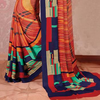 multicolor Printed Georgette saree with blouse 3